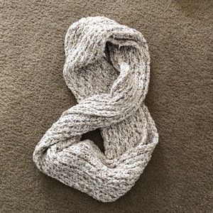 Knit chunky white and tan infinity scarf